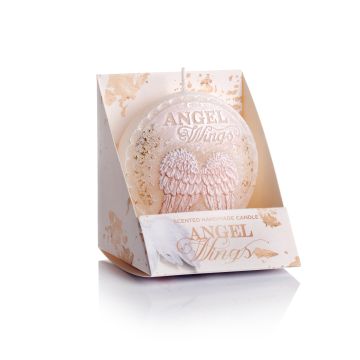 Świeca Rustic Angels Wings NEW dysk 75 mm Kolor: ecru