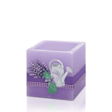 Świeca Lavender Garden lampion kwadrat 110x105 mm Kolor: fioletowy