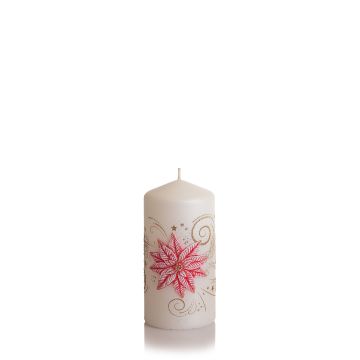 Świeca Christmas Flower słupek 70x150 mm Kolor: biały + czerwony