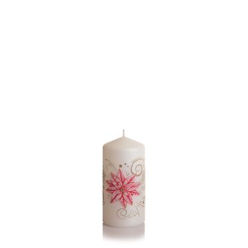 Świeca Christmas Flower słupek 60x130 mm Kolor: biały + czerwony