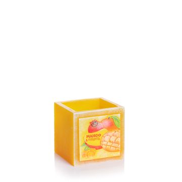 Świeca Mango & Fruits lampion kwadrat 110x105 mm Kolor: żółty