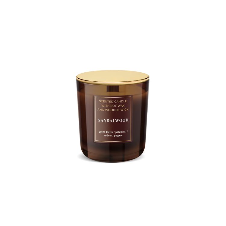 Świeca zapachowa w szkle Wood Sandalwood150g_GOLD_Lid.jpg