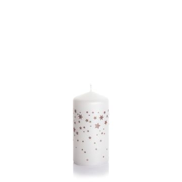 Świeca Winter Stars słupek 70x150 mm (sitodruk) Kolor: biały