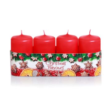 Świeca Christmas Flavours słupek 40x70 mm Kolor: czerwony